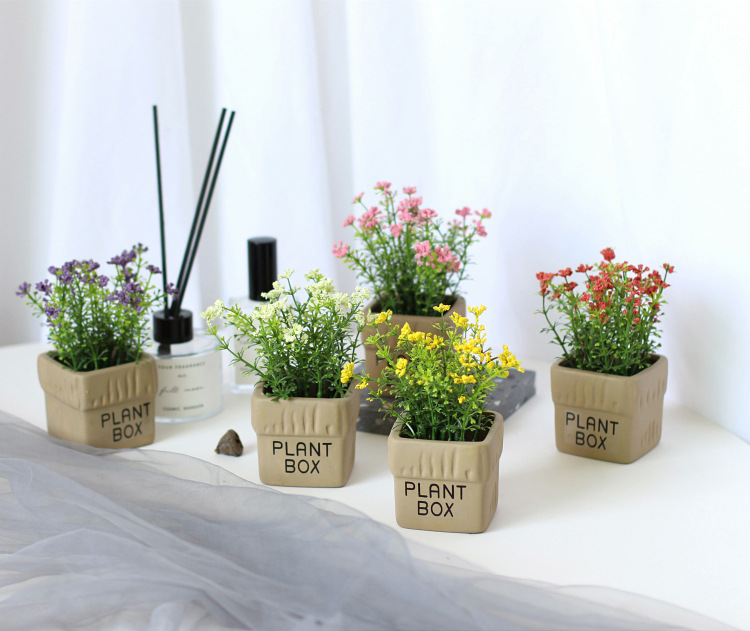 淘宝款 迷你box泡沫满天星仿真盆栽植物小盆景套装假花工艺品摆件