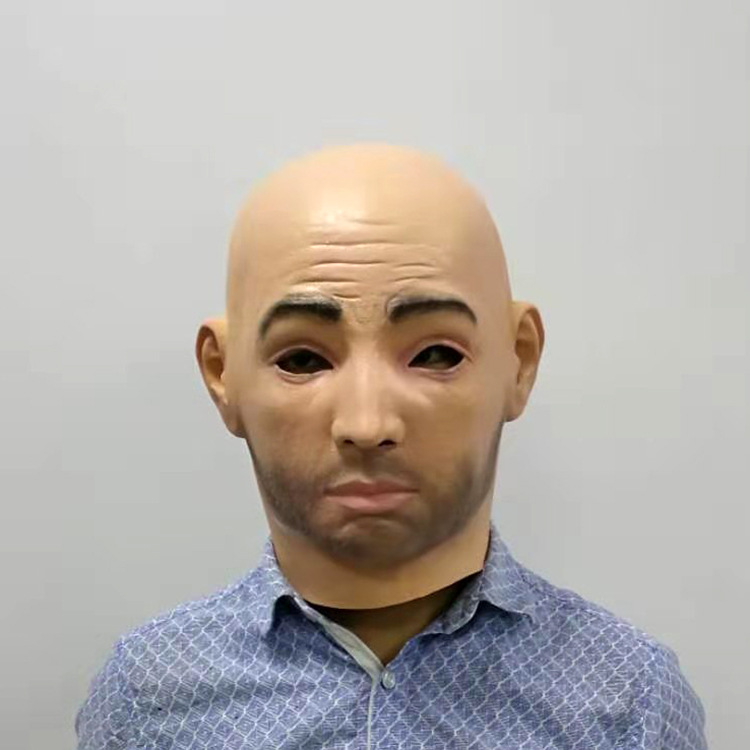 乳胶头套面具帅男人cosplay卖萌漫画大眼美女帅哥胶皮头套