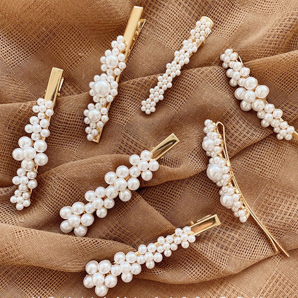 New Ins Beautiful Pearl Flower Barrettes Retro Word Clip Bang Clip Korean Internet Celebrity Side Clip Hair Accessories