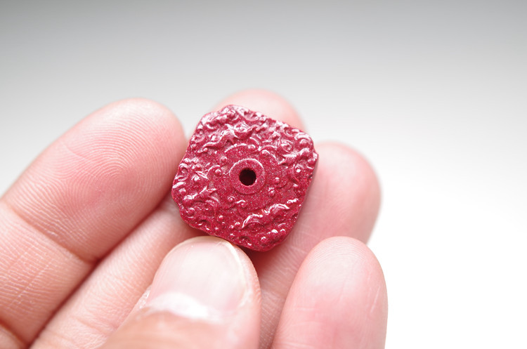 天然朱砂紫金砂帝王砂如意小方格挂件吊坠背云散珠佛头手链配件