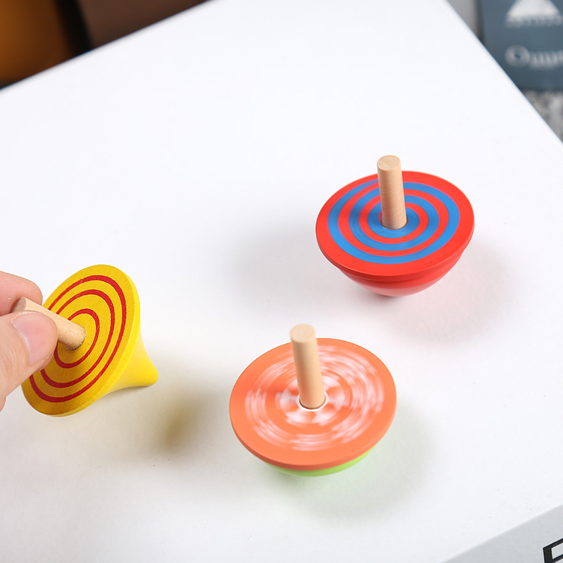 经典玩具木制四色小陀螺四个装儿童幼儿园小礼物赠品桌面解压玩具
