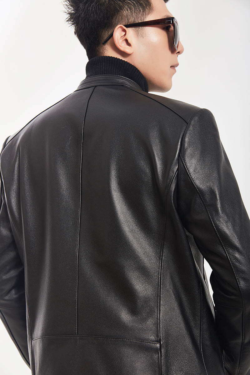 2019秋季新款海宁真皮皮衣男士头层小牛皮机车皮夹克韩版修身薄款