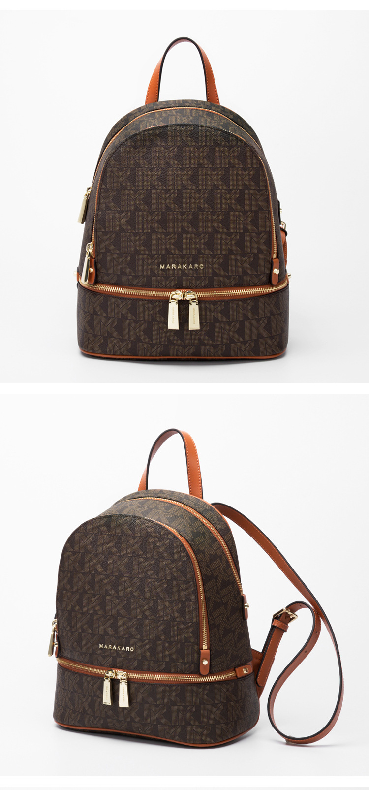 mk双肩包女真皮2019新款欧美时尚百搭牛皮女包背包旅游妈咪包书包