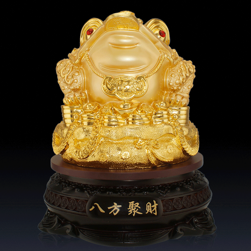 德美钰 八方金蟾摆件树脂工艺品可旋转办公室家居装饰品批发