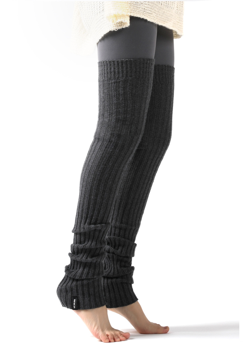 美看毛线保暖针织袜套女士长短款瑜伽舞蹈堆堆袜抽条罗纹腿套预售