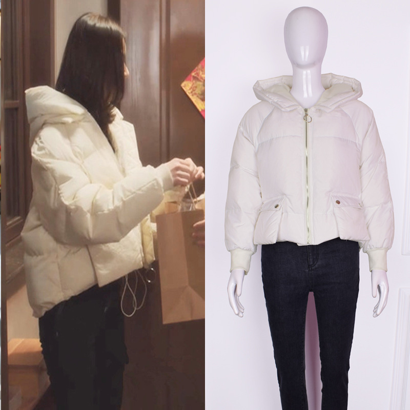 小欢喜乔英子李庚希明星同款白色棉衣2019冬季加厚短款棉服外套女