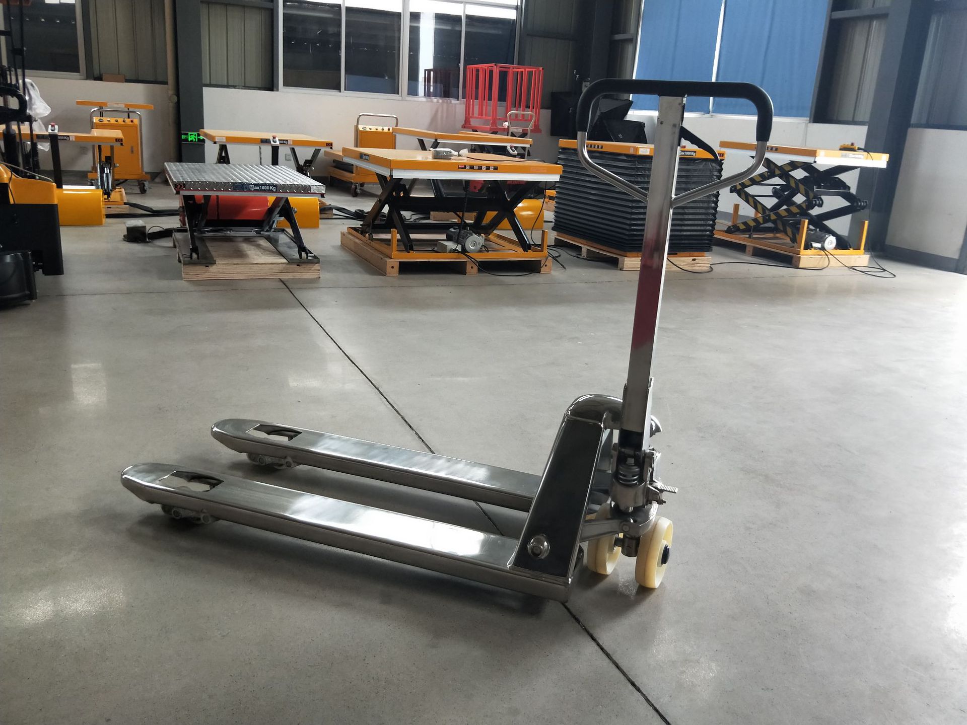 手动液压叉车堆高地牛油压手推拖车5t托盘装卸不锈钢搬运车550