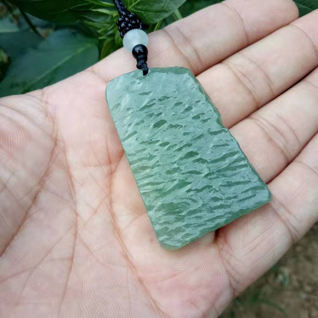 天然正品缅甸翡翠油青原石吊坠玉器水波纹玉佩玉石挂件厂家批发