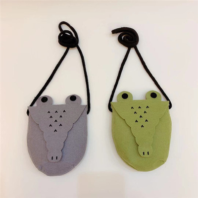 不织布绣花小鳄鱼儿童斜挎包 幼儿斜背包 小动物儿童包