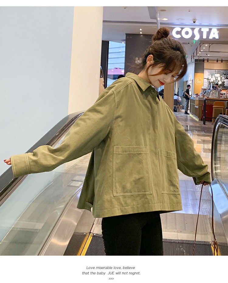2019女装休闲宽松气质时尚潮流秋装短工装外套上衣