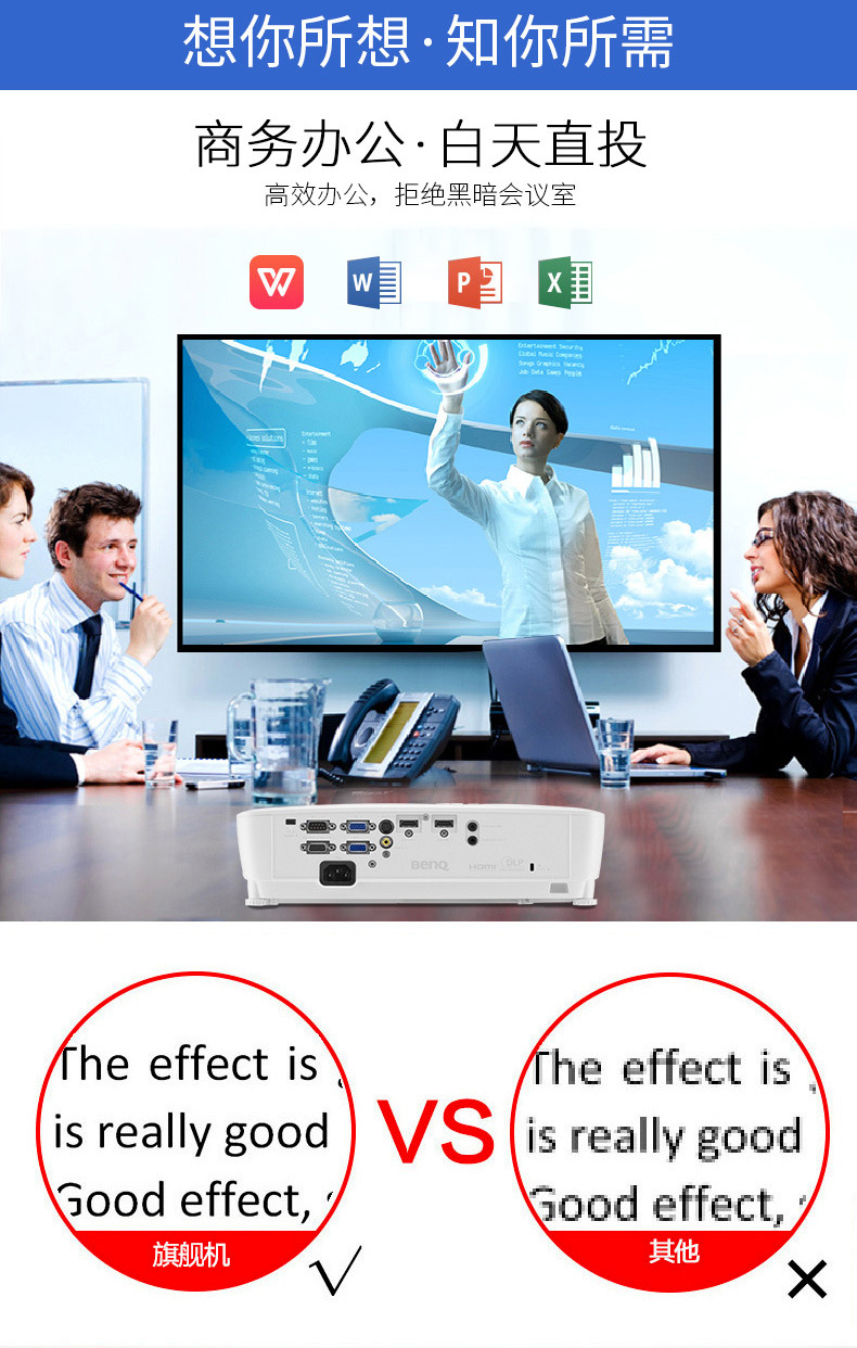 明基es6540家用支持1080p高亮高清家庭影院商务会议培训投影机