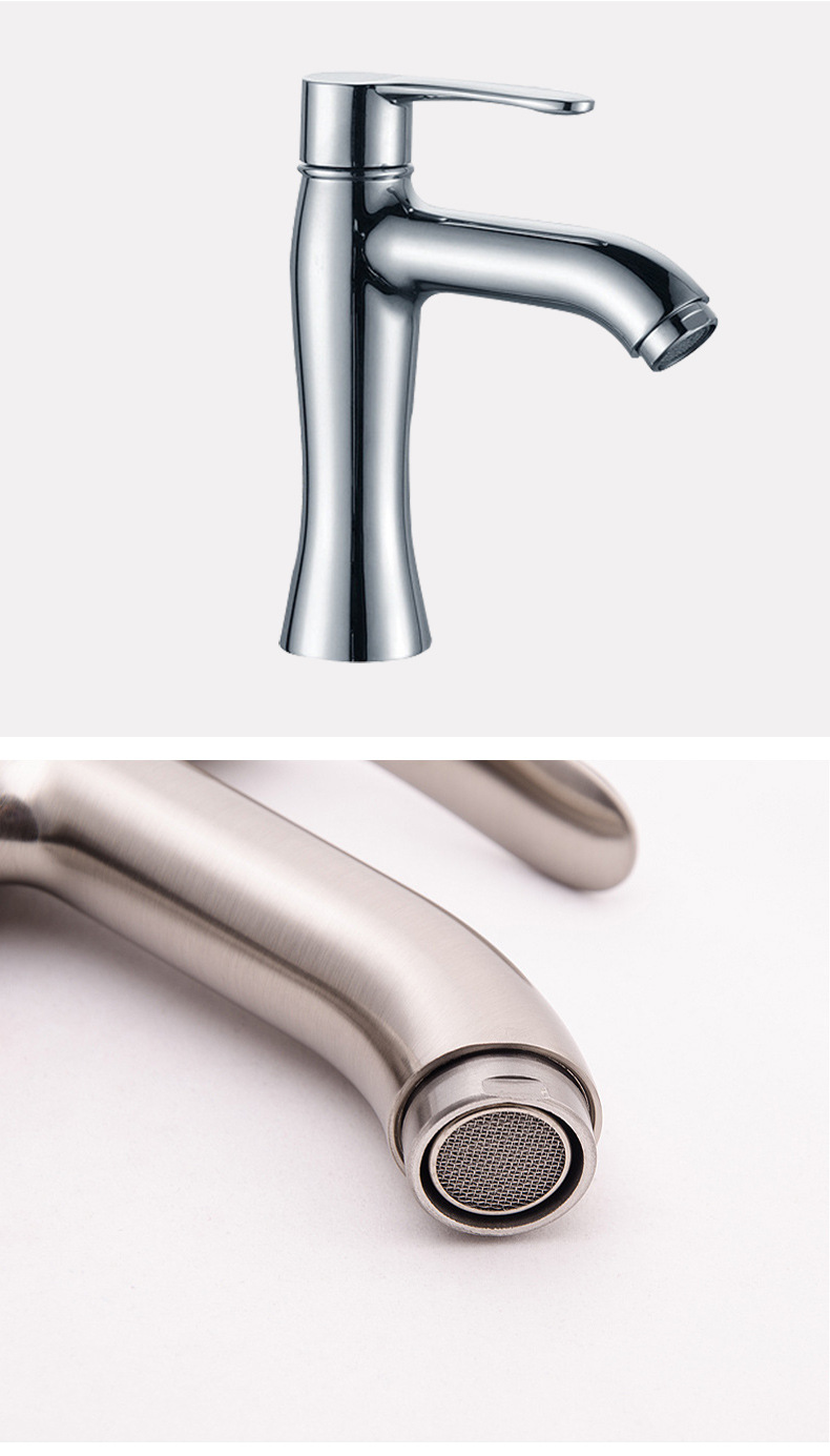 厂家直供拉丝单冷龙头浴室柜台盆水龙头面盆卫生间龙头扳手式批发