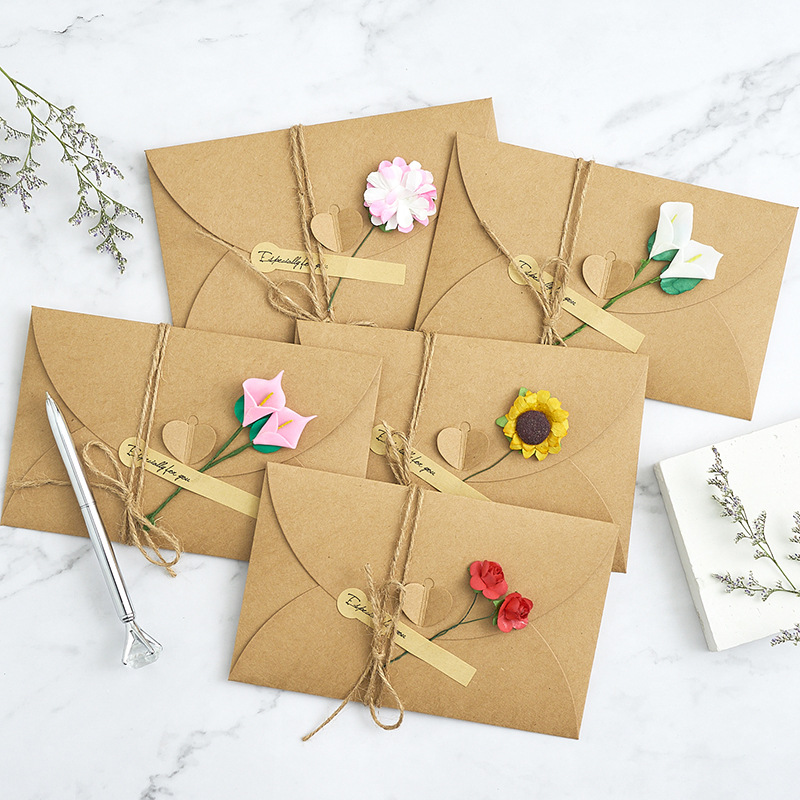 创意复古大号diy牛皮纸手工贺卡生日情人节祝福留言中秋节感谢卡