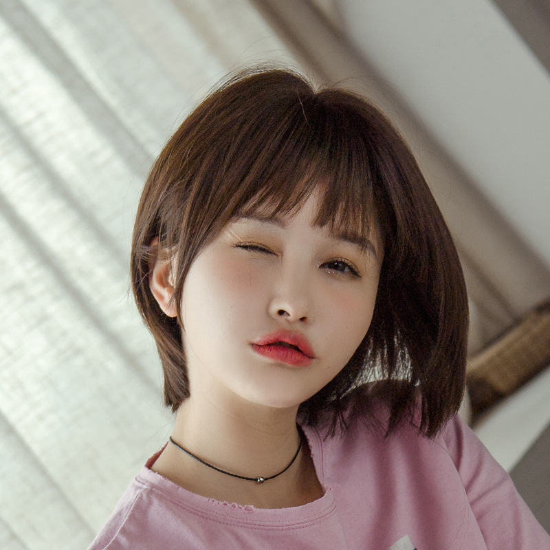 假发女短发bobo头学生圆脸修脸波波头网红黑色发套 弹力内网