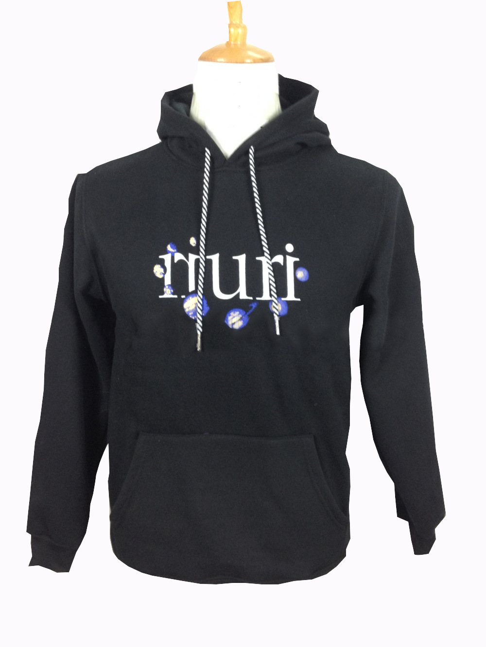 图案定制大码加厚字母印花带帽口袋套头加厚涤棉cvc280克长袖卫衣