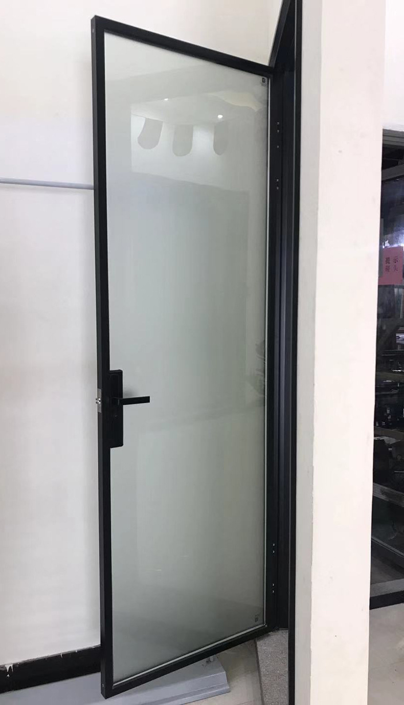 时尚窄边框厕所门 浴室铝合金平开门 隔音玻璃移门室内防盗门定制