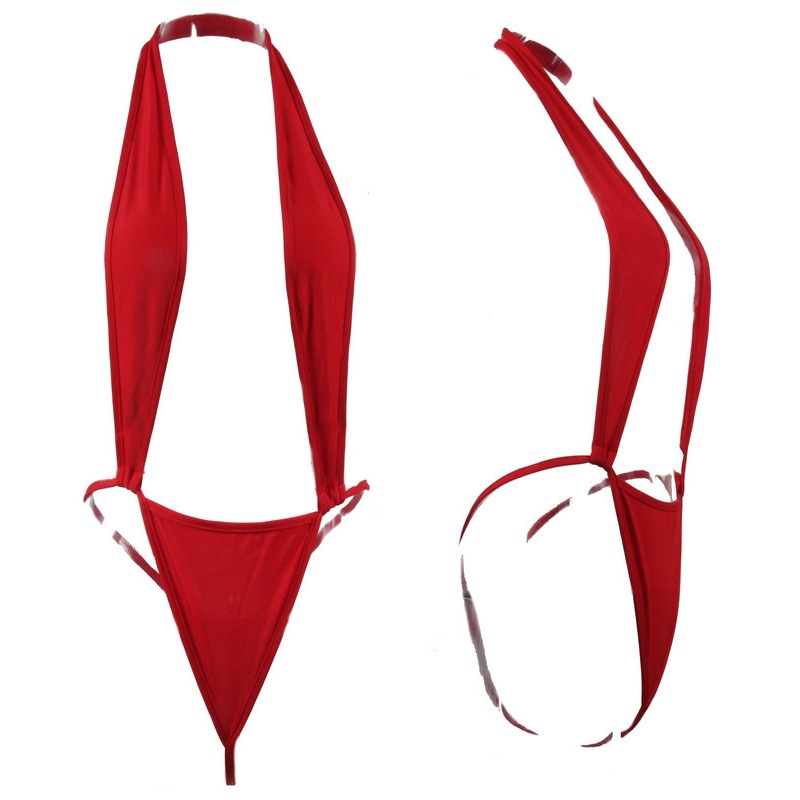 连体衣情趣内衣三点式挂脖牛奶丝深v激情诱惑内衣内裤