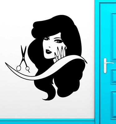 美容院性感女孩理发师形象装饰墙贴贴纸vinyl wall decal sticker