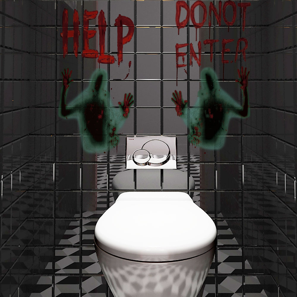 y1690 help血僵尸万圣节墙贴画 客厅卧室橱窗玻璃节日装饰墙贴纸