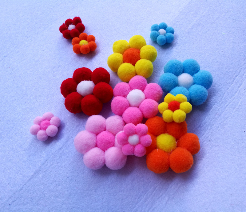 3色多色组合毛绒球幼儿园装饰day手工玩具粘贴材料手机挂饰毛球