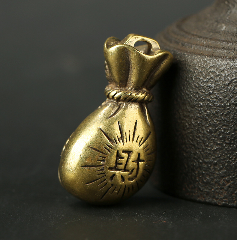 实心黄铜福袋钱袋汽车钥匙扣挂件创意挂件饰品招财铜器地摊爆款