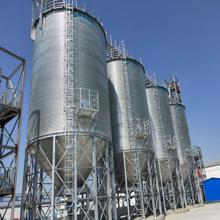 500吨小麦仓 全钢锥底钢板仓 面粉厂用粮食储存罐 使用时间长