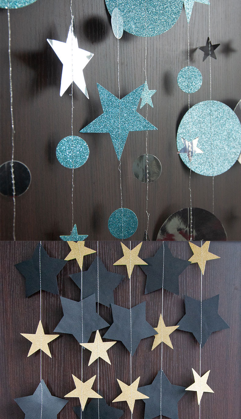 五角星拉花 星星挂饰挂件 纸片串婚庆生日新年派对情人节装饰用品