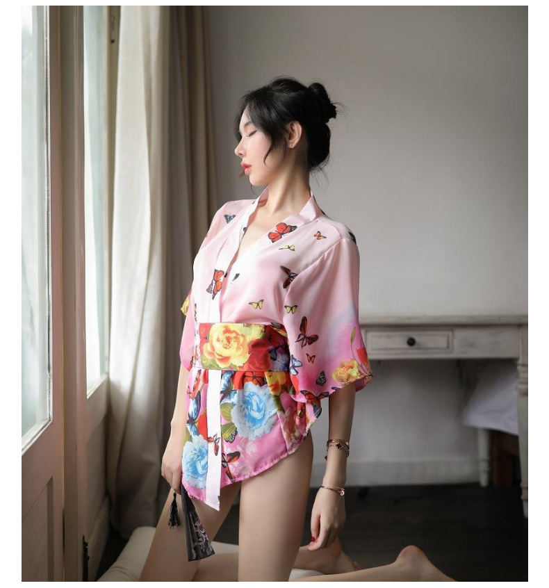 情趣内衣女装网纱透视印花和服日系制服诱惑性感套装外贸一件代发