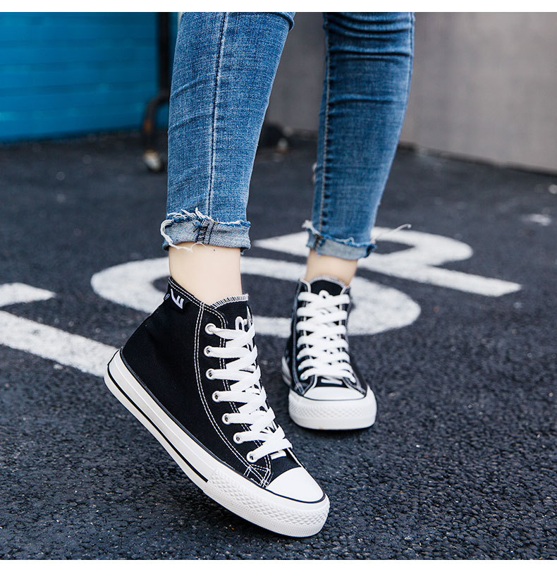 回力高帮帆布鞋复古女鞋百搭轻便胶鞋黑色休闲运动鞋女wxy-a627t