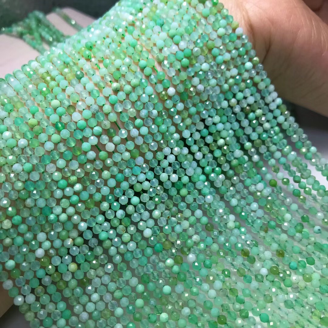 鸿硕绿澳宝散珠 天然水晶~~~欧泊澳宝刻面半成品~~~ 切面~~~长链