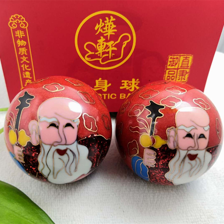 烨轩保定铁球景泰蓝寿星保健球手球健身球老年礼品手玩球厂家直销