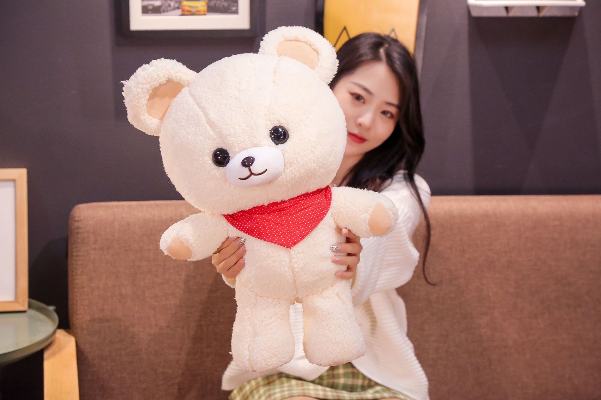 波比熊新款柔软萌系创意可爱围巾泡泡绒泰迪熊玩具公仔毛绒玩偶