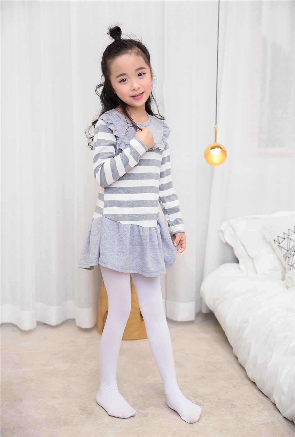 抗起球天鹅绒袜春季女童连裤袜宝宝中大童打底裤袜白色儿童舞蹈袜