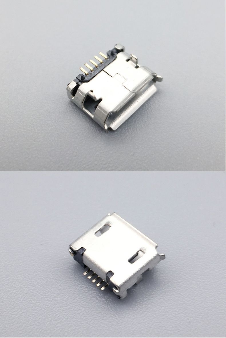 microusb 5p 脚距5.9前插后贴卷边mk短针加焊脚带定位柱 迈克母座