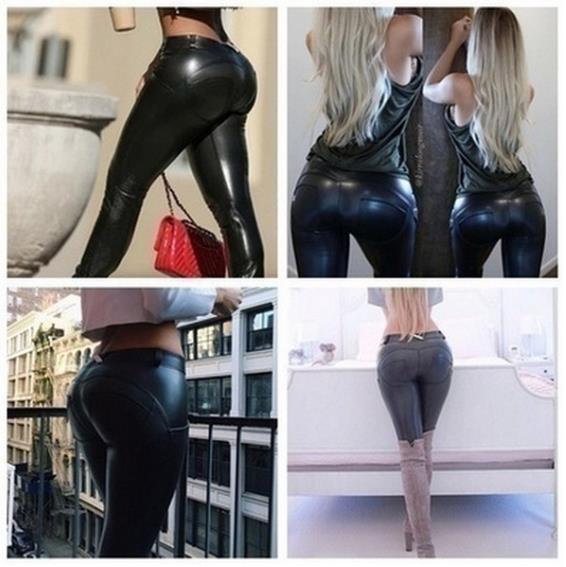 克重185g 蜜桃翘臀皮裤 速卖通wihs热销弹力紧身pu皮裤
