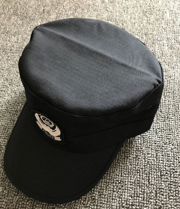 批发保安帽子鸭舌帽黑色制服作训帽男老款训练斜纹特勤物业帽女