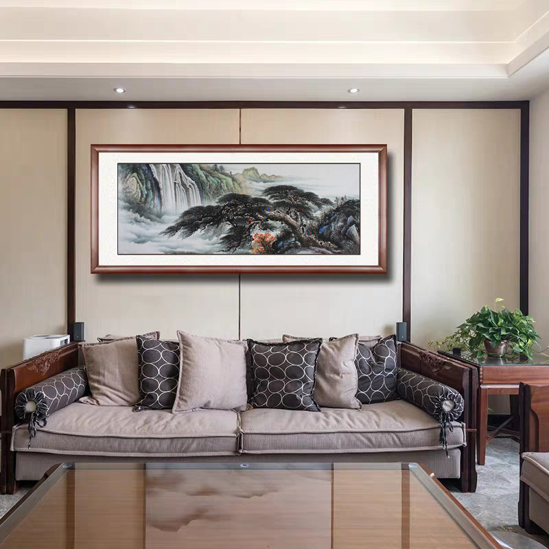 手绘国画客厅装饰画国画装饰画新中式无框画风水画办公室装饰画