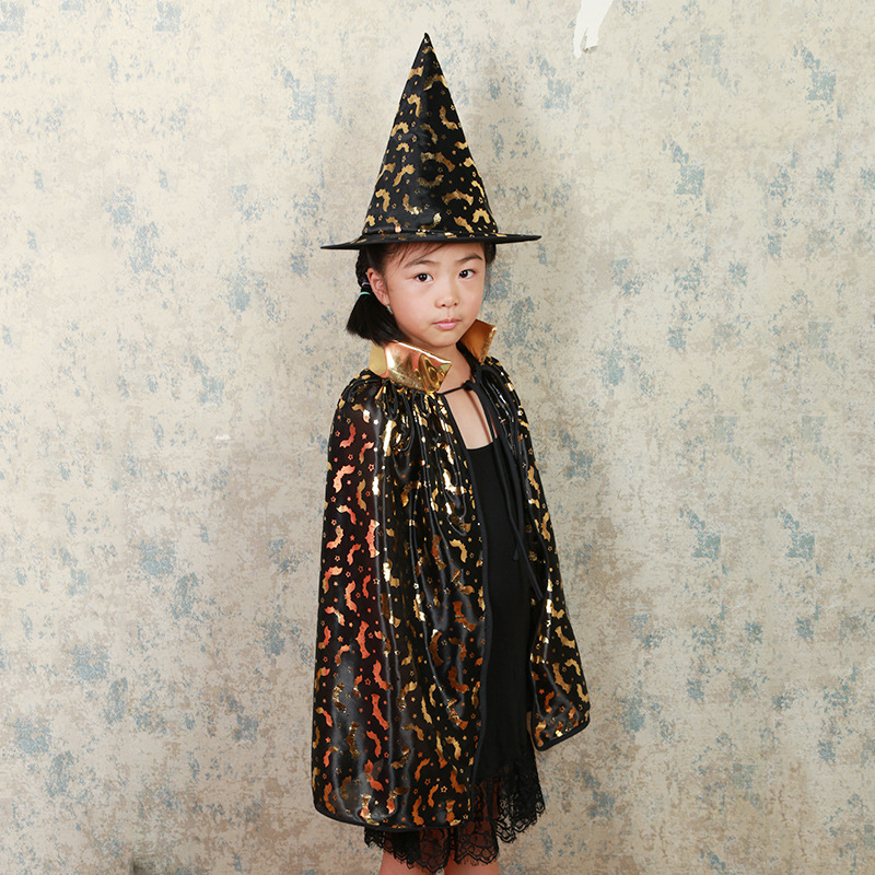 New Halloween Children's Performance Wear Party Cos Costume Cloak Wizard's Hat Suit Children's Universal Christmas Cloak