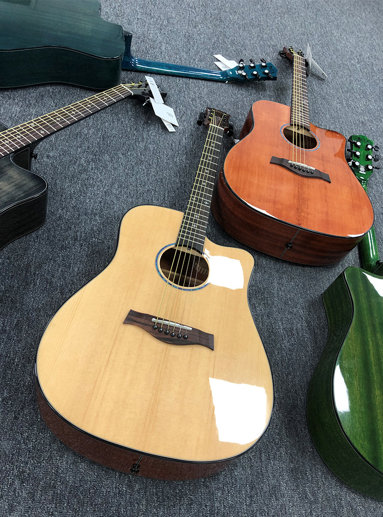 无标贴牌厂家吉他批发单板吉他41寸民谣木吉他亮光guitar面单电箱