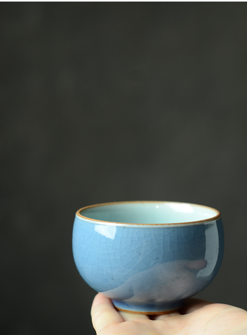 景德镇汝窑主人杯茶杯开片可养品茗杯汝瓷功夫茶具茶杯个人单杯