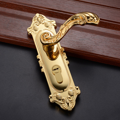 亮金色门锁室内卧室房门锁欧式奢华静音实木门把手锁具家用通用型
