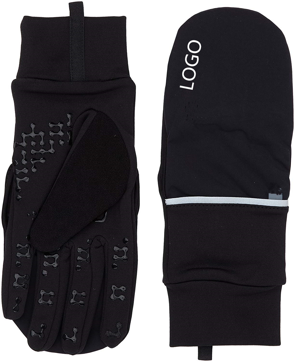 户外运动跑步手套 翻盖防水反光运动手套  防风保暖手套
