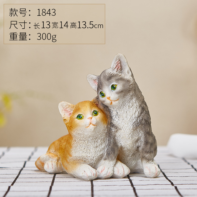 Animal Resin Crafts Cute Kitten Orange Cat Toy Model Courtyard Garden Decoration Simulation Cat Decoration Small