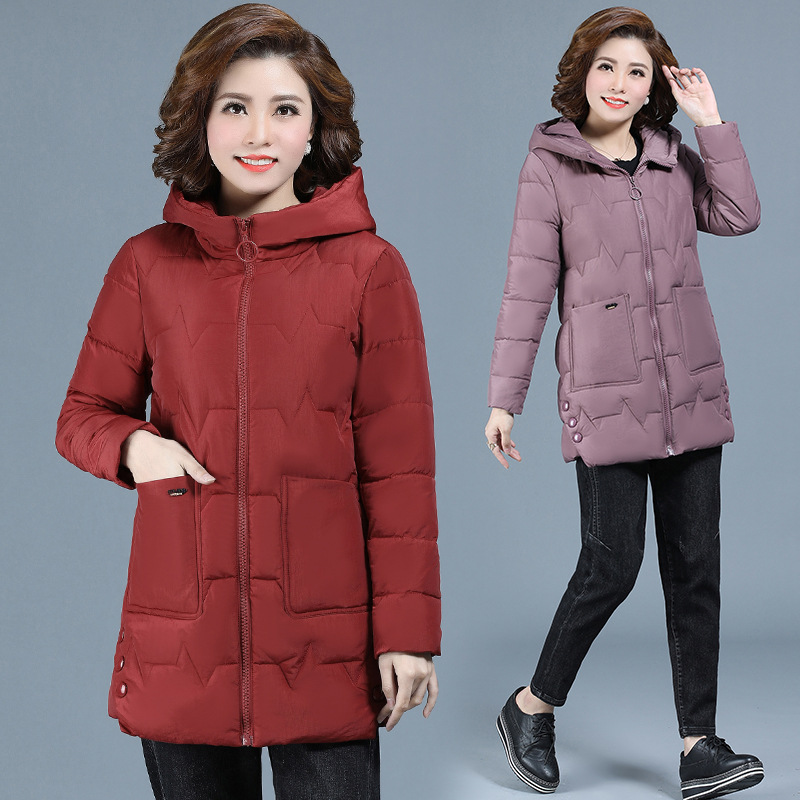 中老年女装冬季羽绒棉衣中长款胖太太棉服保暖中年妈妈厚棉袄大妈