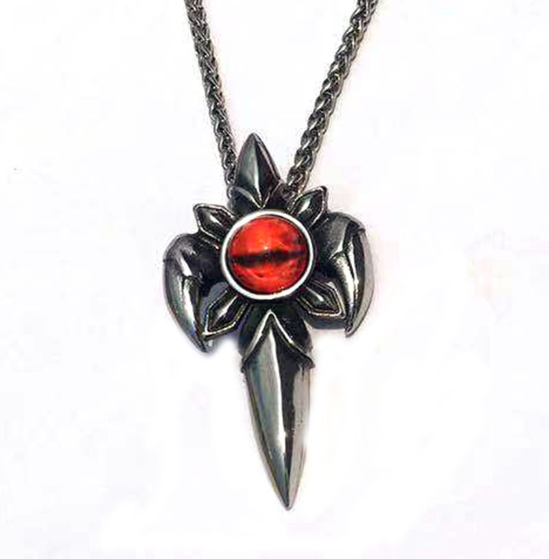 欧美时尚个性新款恶魔之眼十字魔瞳钛钢吊坠项链