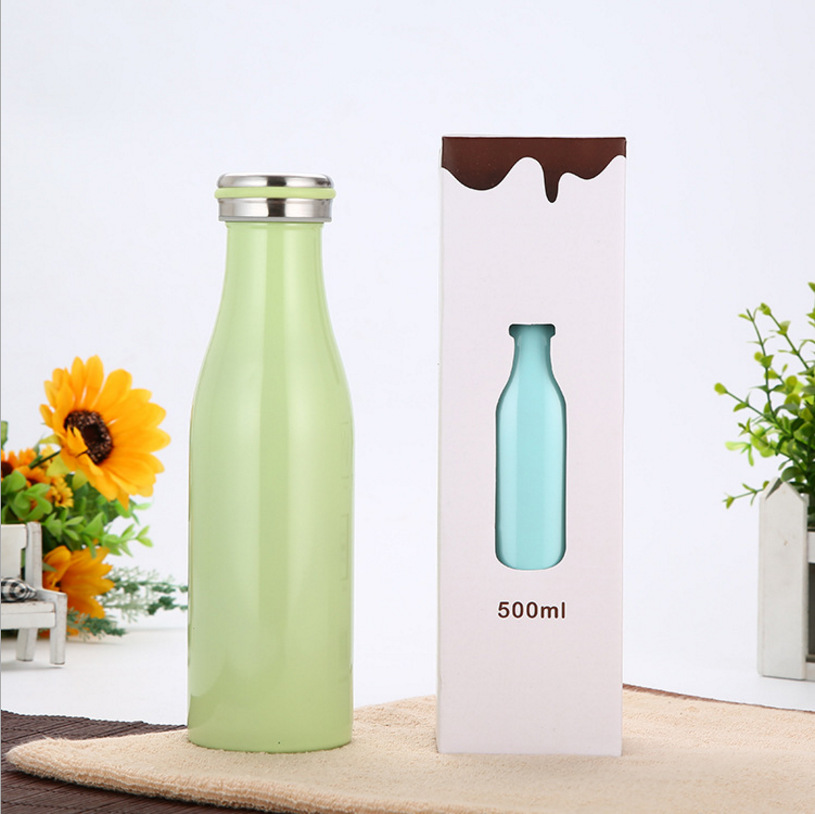 Factory Direct Sales Fresh Macaron Milk Bottle Vacuum Cup Stainless Steel Water Cup Gift Portable Cup