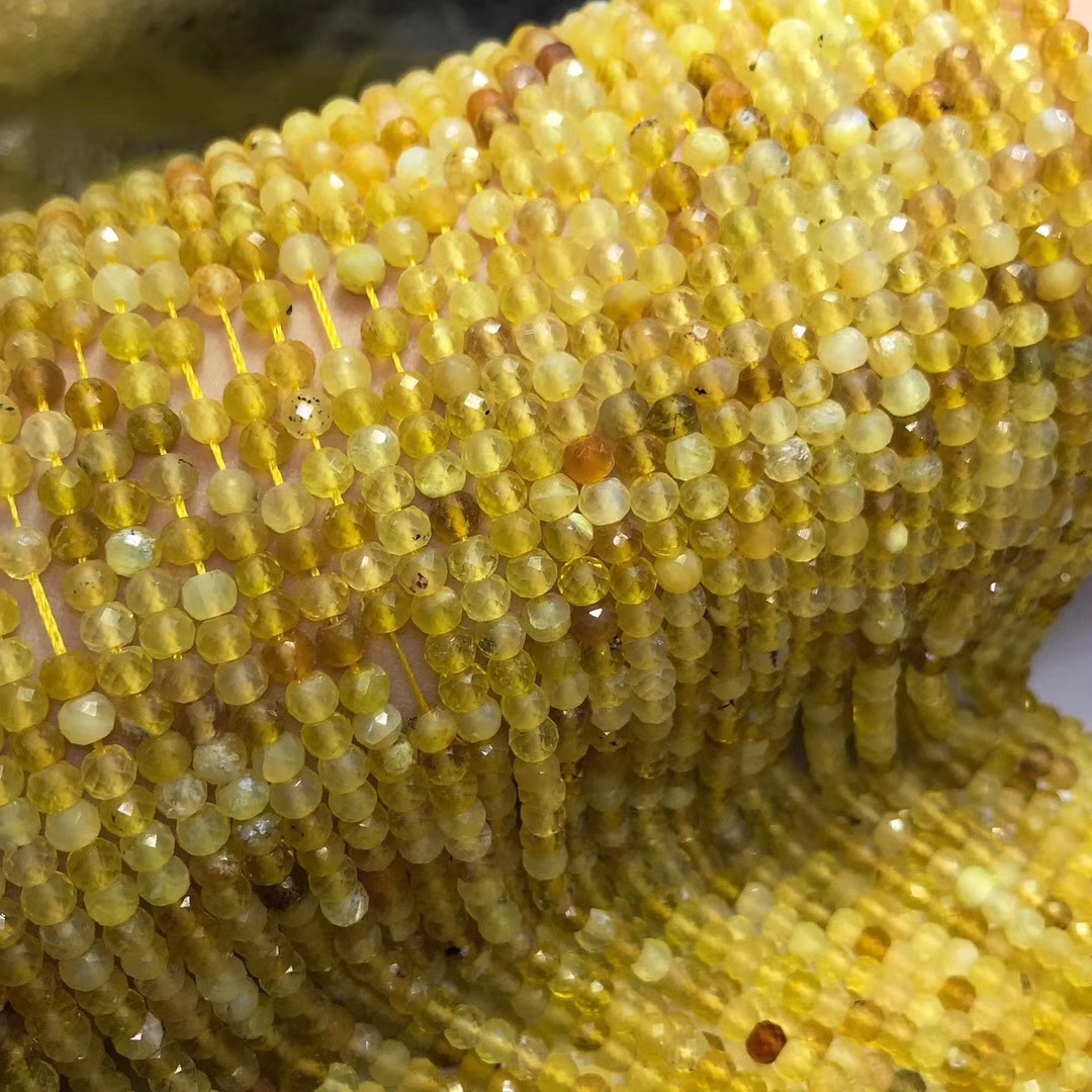 天然水晶 黄澳宝盘珠刻面散珠半成品 澳宝钻石面圆珠 厂家直销