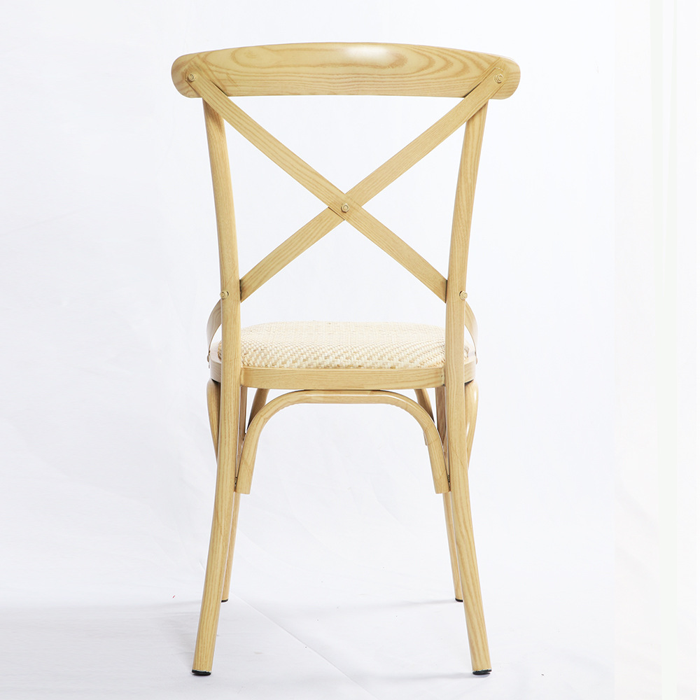 户外仿木纹金属工艺椅铁艺交叉背椅 (1)