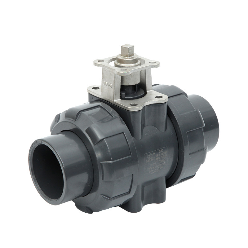 pvc高平台球阀含支架轴 电动气动配双由令球阀 自控专用球阀dn65