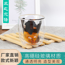 星巴克猫爪杯正版粉色紫樱限定玻璃杯猫抓牛奶咖啡杯节日水杯杯子
